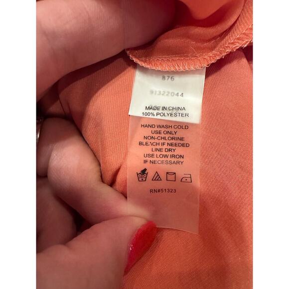 Vince Camuto Coral Peach Flutter Ruffle Sleeve Sleeveless Top Blouse Sz. L - Picture 7 of 12